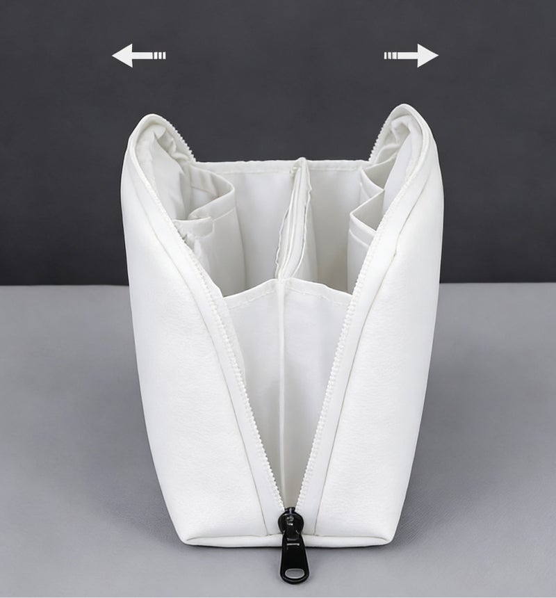 حقيبة تنظيم الكابلات للسفر - أكياس إلكترونية محمولة مقاومة للماء - حقيبة تخزين شاملة بطبقتين للكابل، الشاحن، الهاتف وسماعات الأذن - بيضاء - Image 2